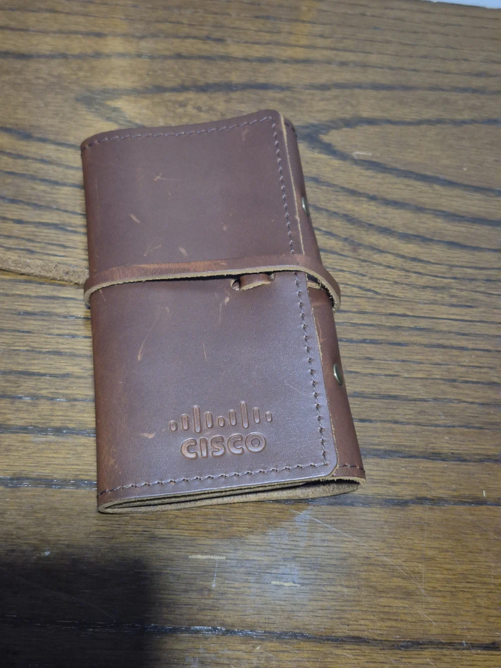 Leather Wrap Card Holder Wallet - Brown